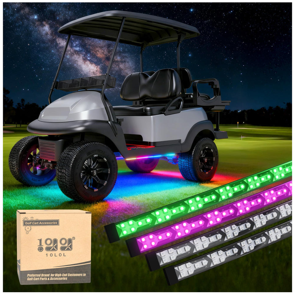 10L0L golf cart underbody light kit with fishbone pattern enhances night visibility
