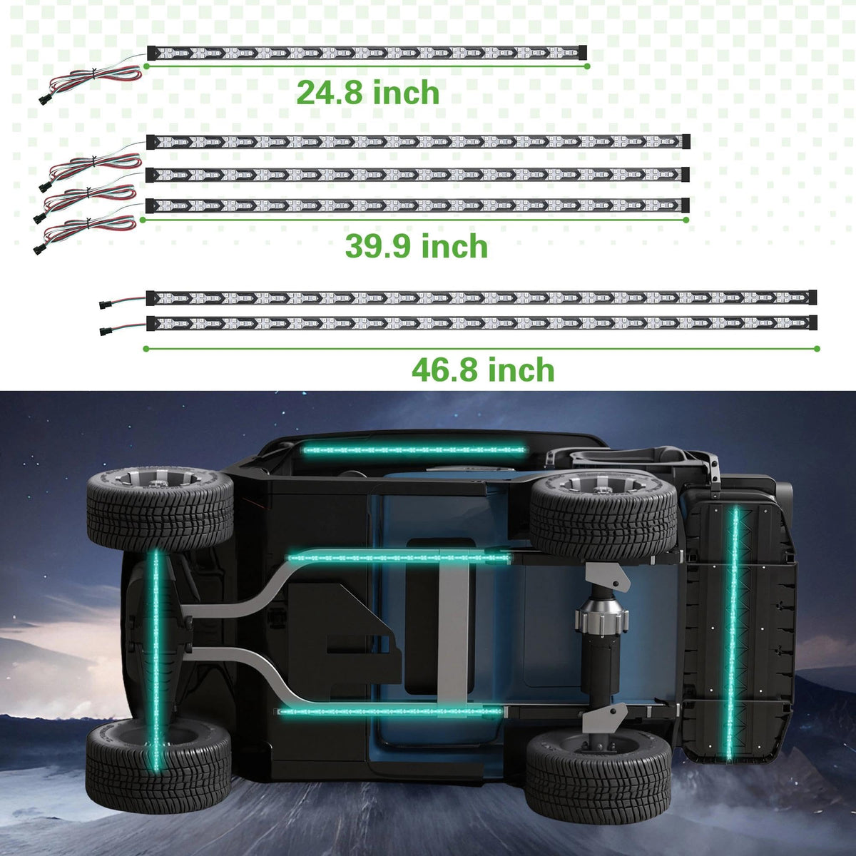 10L0L six-strip pack demonstrates full underbody coverage