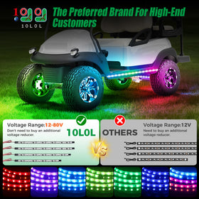 10L0L golf cart underglow kit side view adds vibrant festival atmosphere.