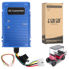10L0L golf cart voltage reducer close-up showing compact 350W regulator