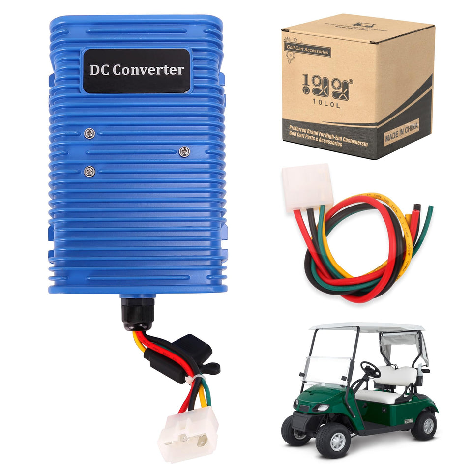 10L0L Golf Cart Voltage Reducer front view shows compact rugged design for reliable 12V power.