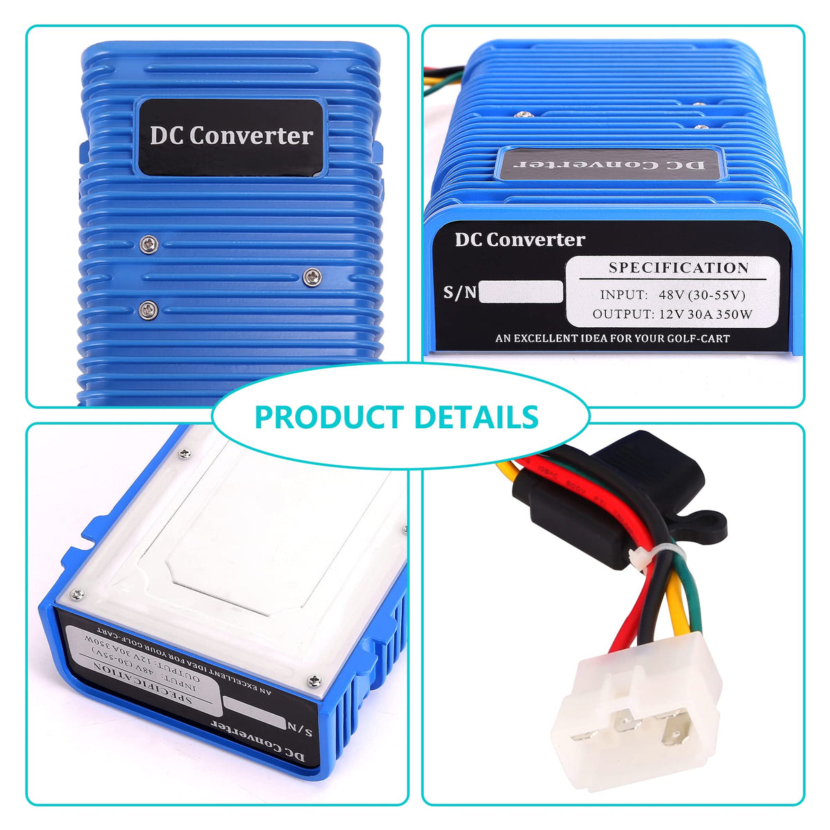 10L0L Golf Cart Voltage Reducer IP68 waterproof rating for rugged outdoor use.