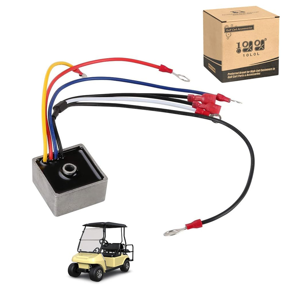 10L0L golf cart voltage regulator front view highlights compact design and easy fit