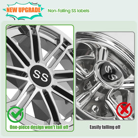 10L0L chrome-finish wheel covers upgrade the cart with new style