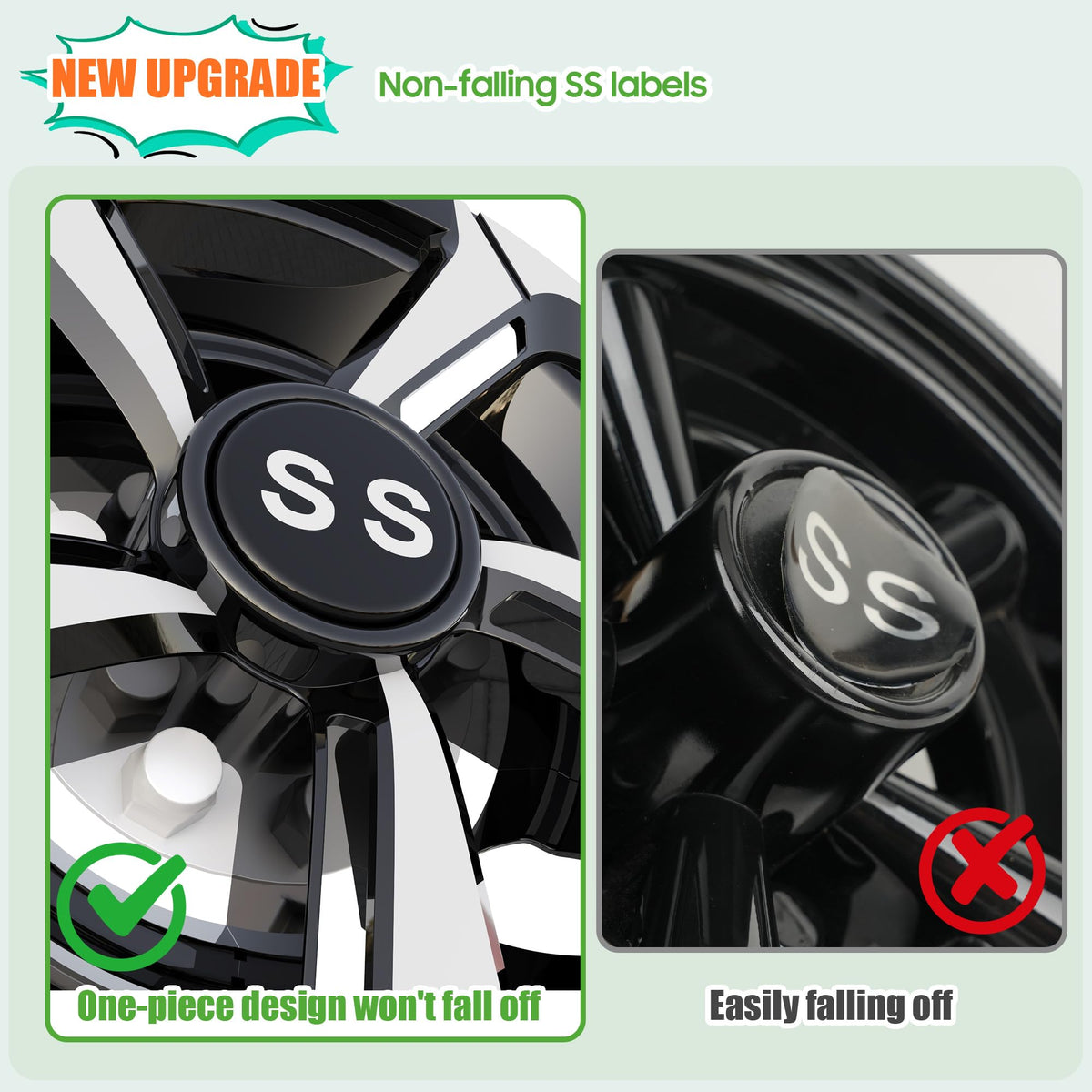 10L0L wheel covers durable ABS material closeup in silver resists wear
