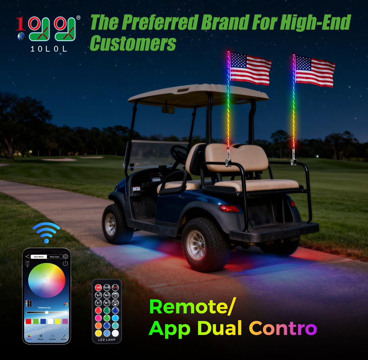 10L0L golf cart whip light 210 modes offering versatile lighting