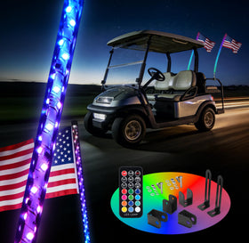 10L0L golf cart whip light setup showing quick install on a cart