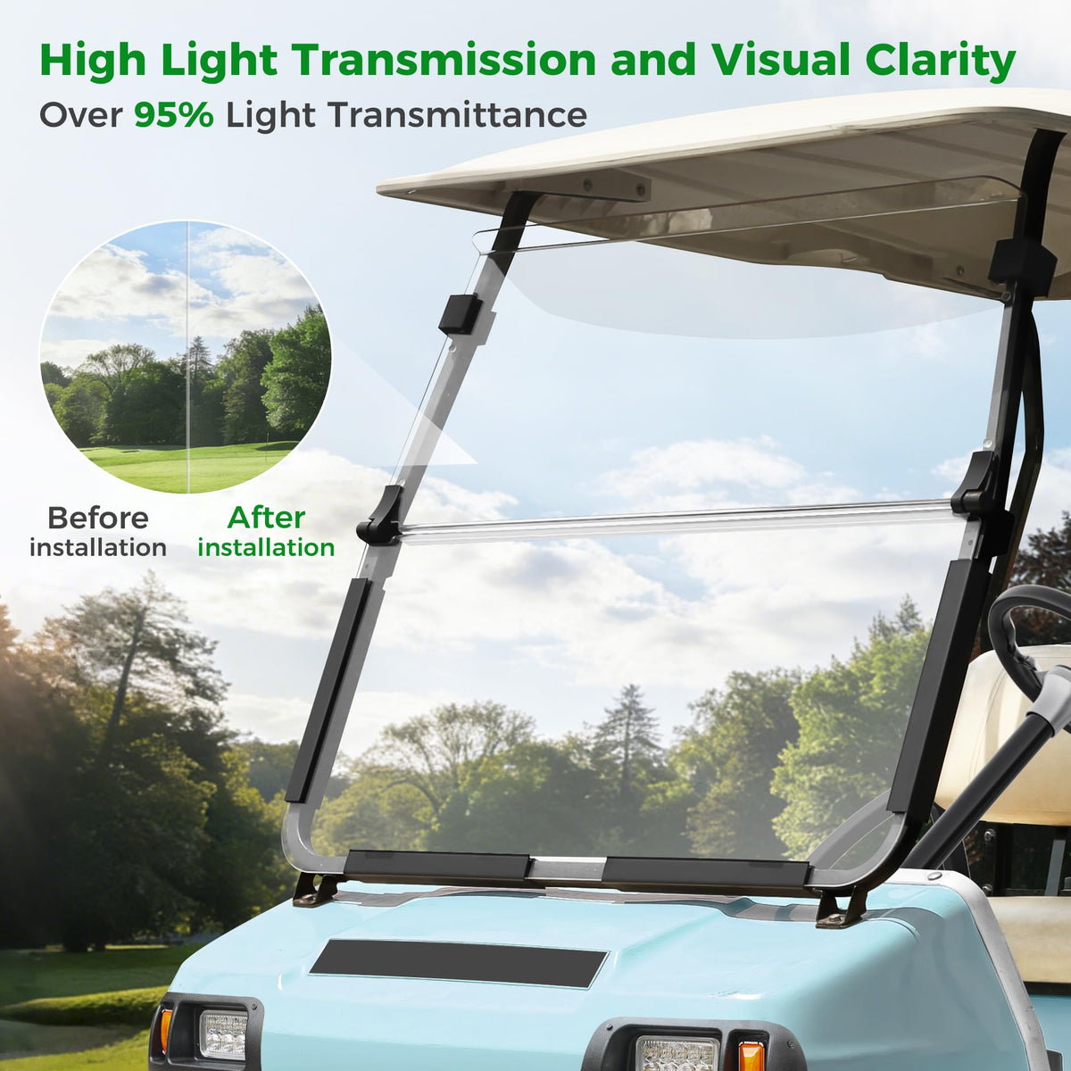 10L0L HD acrylic windshield provides crisp clarity for driving