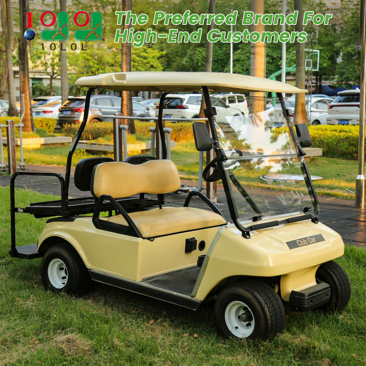 10L0L Windshield installation brackets for easy drill-free Club Car DS setup
