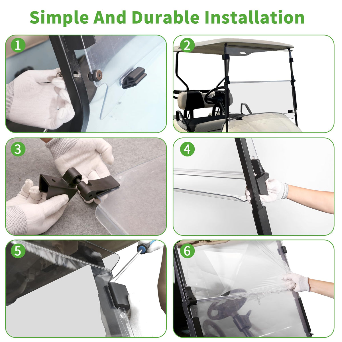 10L0L clear EZGO TXT windshield for unobstructed forward view