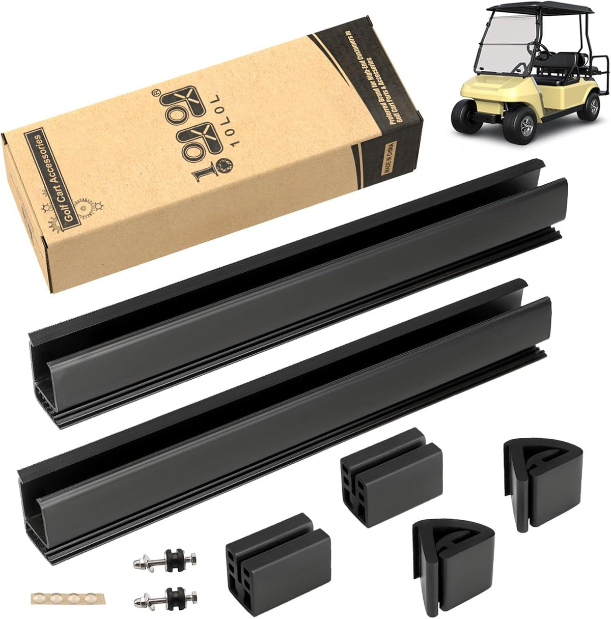 10L0L Golf Cart Windshield Clip Kit assembly shows components ready for install