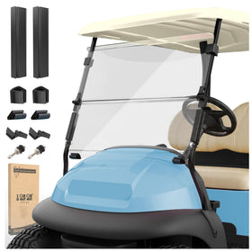 10L0L golf cart windshield on Club Car Precedent provides clear visibility and weather protection.