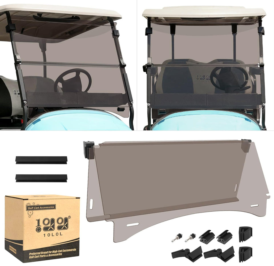 10L0L golf cart windshield fold-down clear for Club Car Precedent enhances visibility and airflow