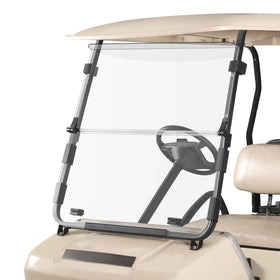 The 10L0L golf cart windshield fold-down front view offers clear visibility for sunny drives.
