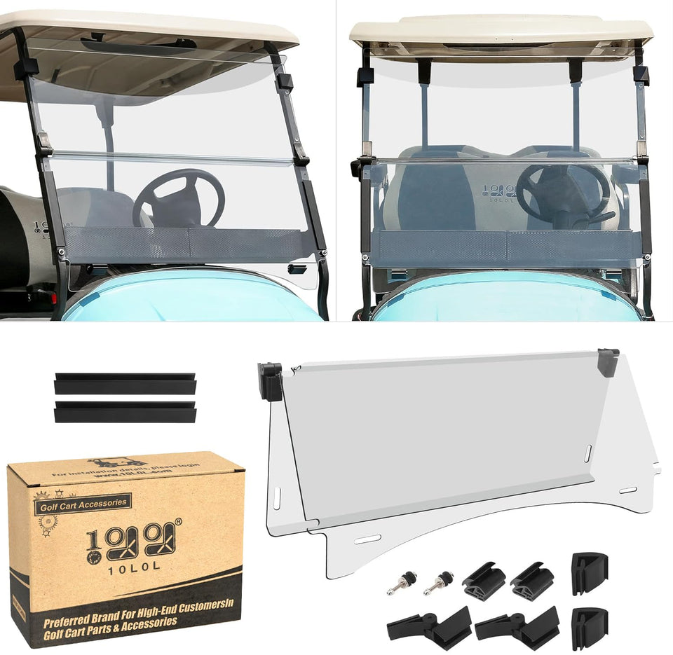10L0L golf cart windshield for Club Car Precedent delivers crystal-clear visibility.