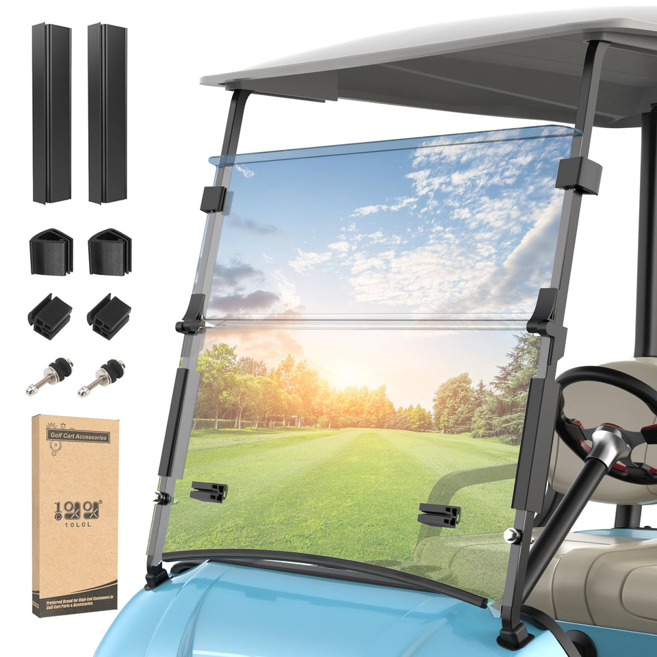 10L0L golf cart windshield for Yamaha Drive 2 with clear view and UV protection.