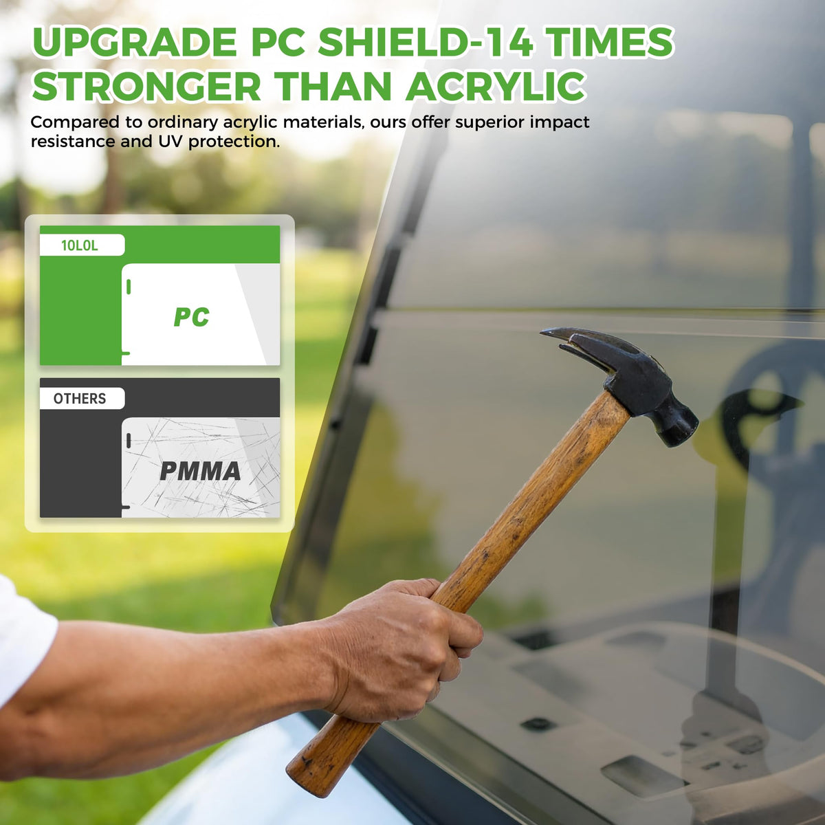 10L0L windshield with heavy-duty clips for secure mounting.