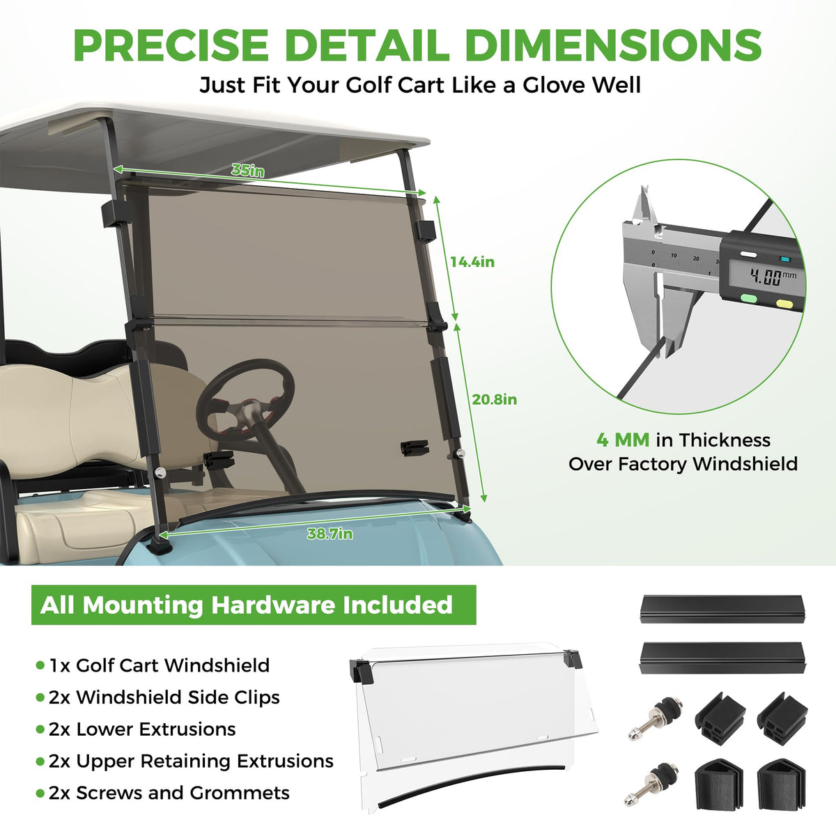 10L0L windshield made with UV blocking PC material to shield the interior.