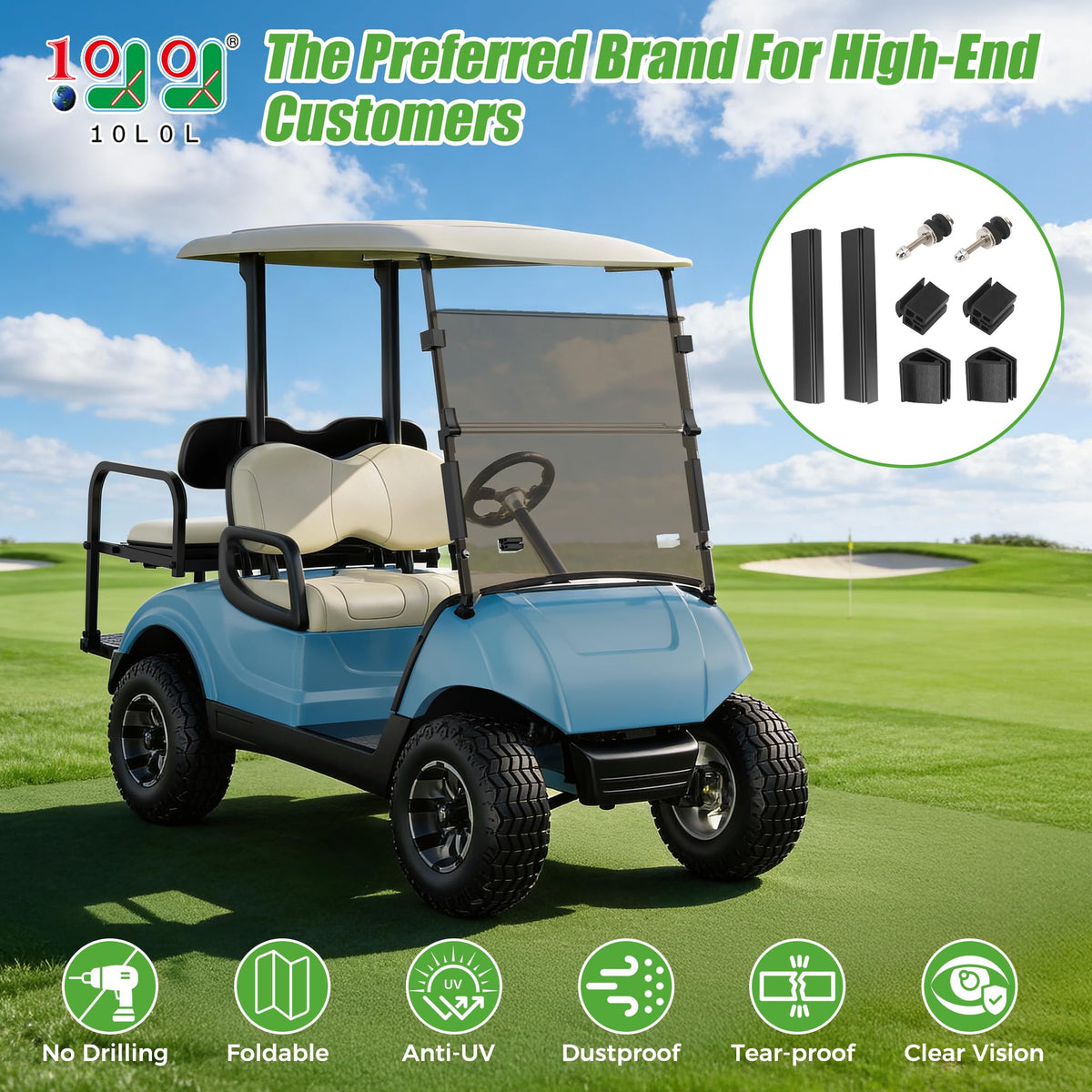 10L0L windshield for Yamaha Drive 2, crystal clear visibility and glare reduction.