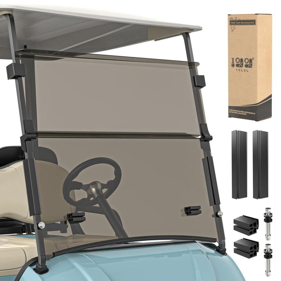 10L0L golf cart windshield for Yamaha Drive 2 provides a clear view with anti-UV protection.