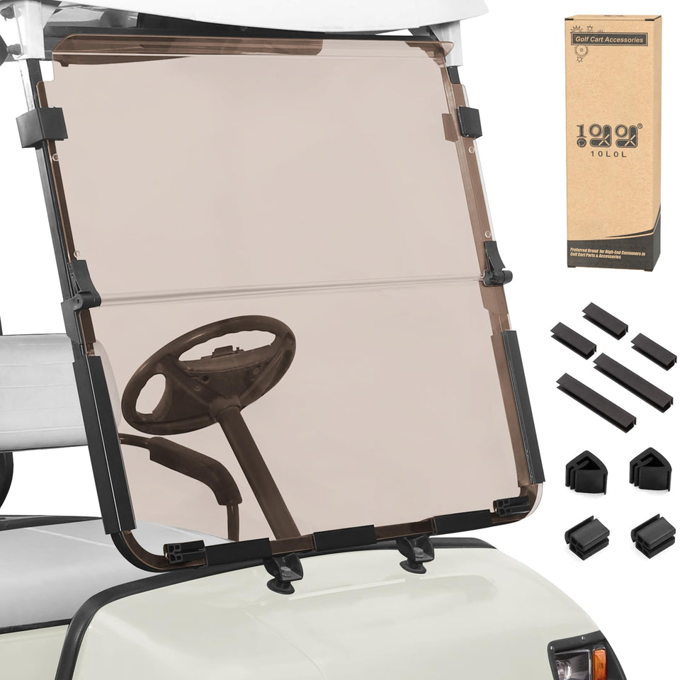 10L0L golf cart windshield for Yamaha G22 provides tinted, high-clarity visibility