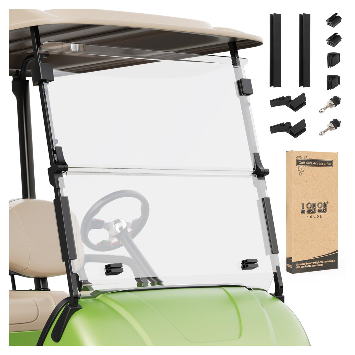 10L0L Golf Cart Windshield folding design for Yamaha G29 improves airflow