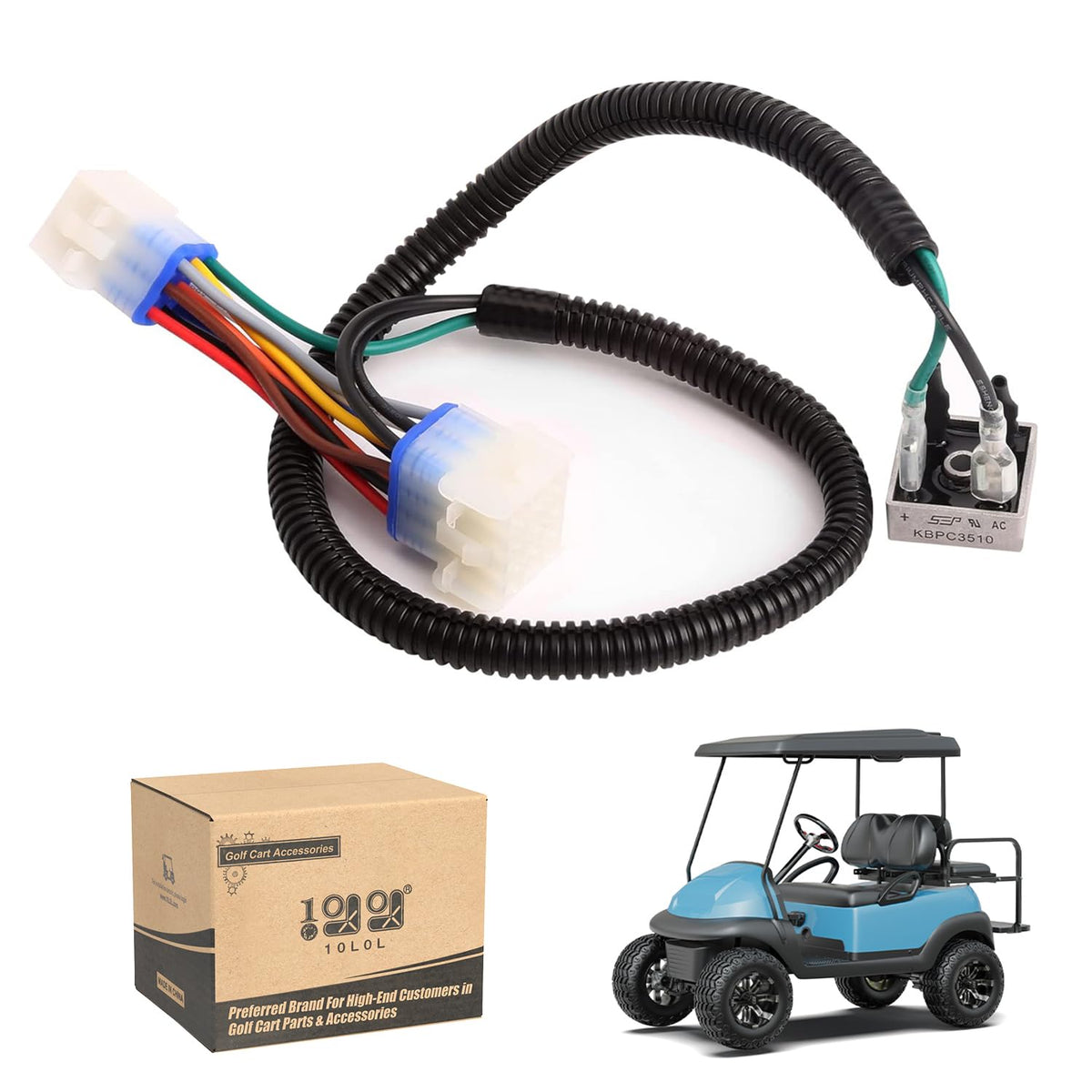 10L0L voltage reducer harness connects 12-pin and 9-pin connectors for stable headlights.