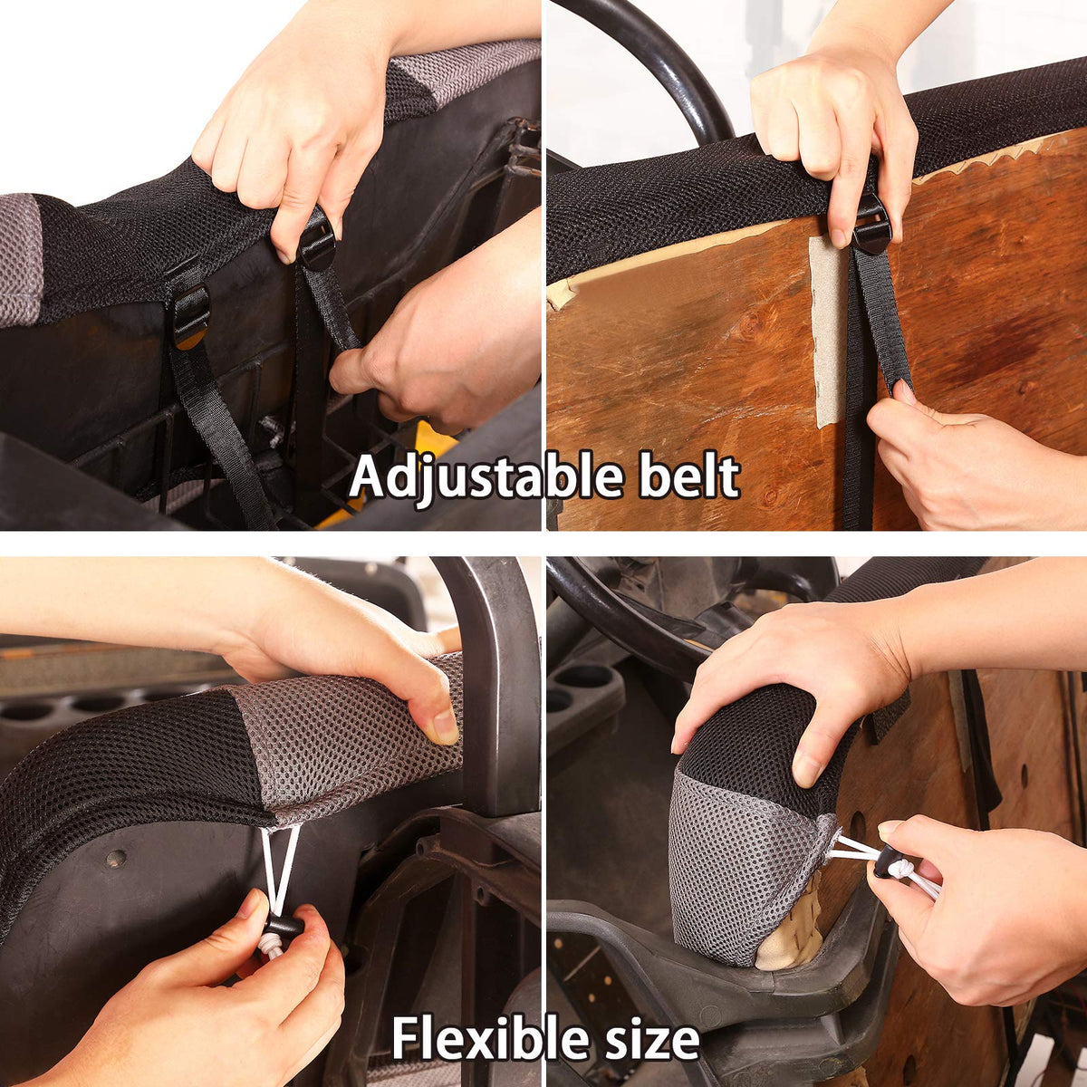 10L0L gray and black seat cover blends with golf cart interior