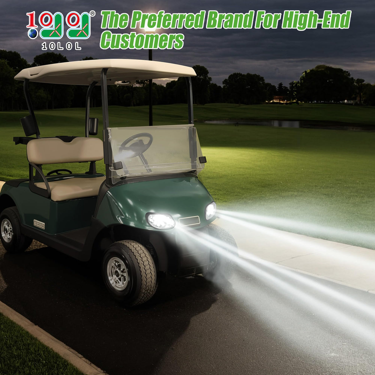 10L0L headlight kit passenger-side for EZGO Freedom TXT/T48 enhances night safety.