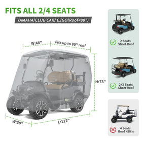 10L0L Heavy Duty 650D golf cart cover with vents and reflective strips for safety