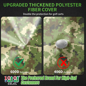 10L0L Heavy Duty 650D golf cart cover side view, shielding sides outdoors
