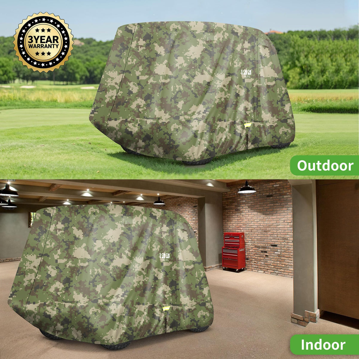 10L0L Heavy Duty 650D golf cart cover in storage bag, compact storage