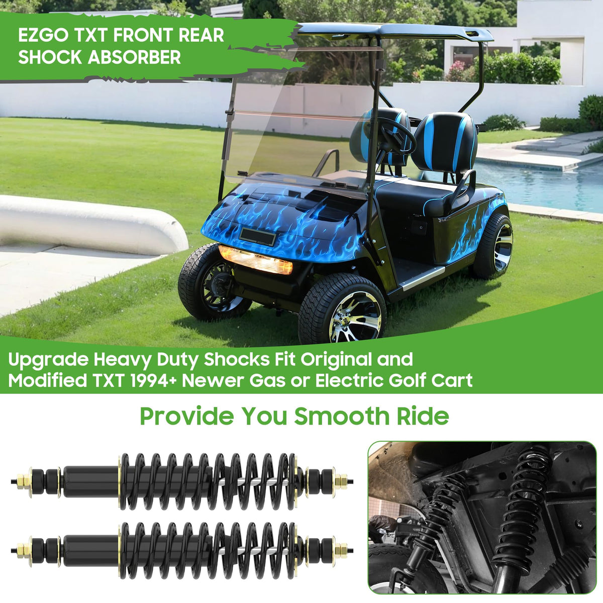 10L0L heavy-duty coil springs for EZGO improve load capacity and durability