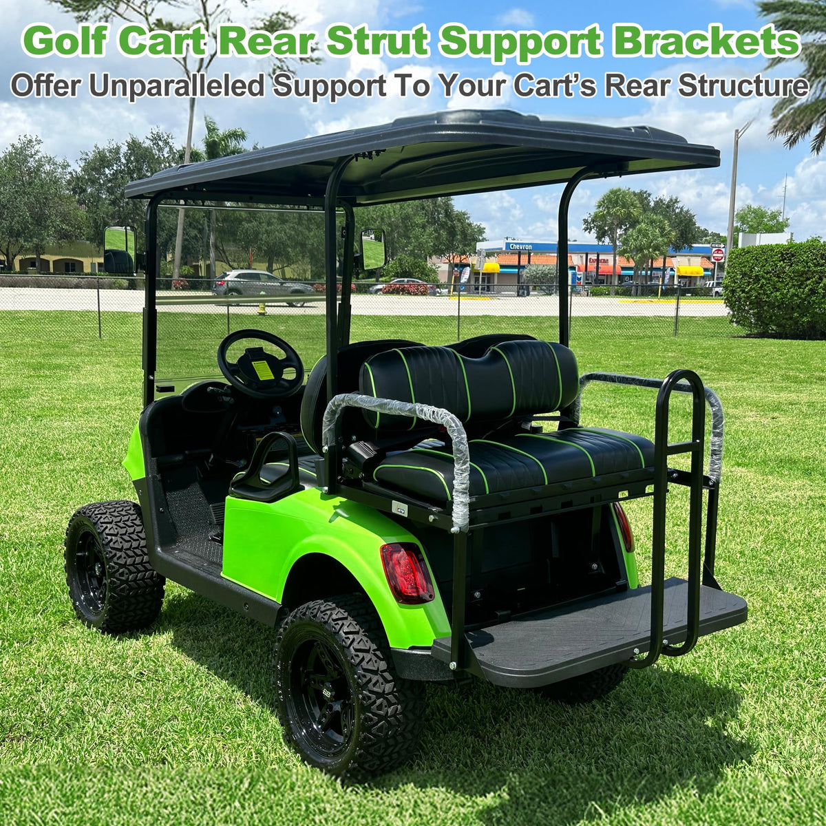 Close-up of rust-resistant finish on 10L0L EZGO RXV brackets.