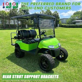 10L0L brackets installed on EZGO RXV cart highlight sturdy support.