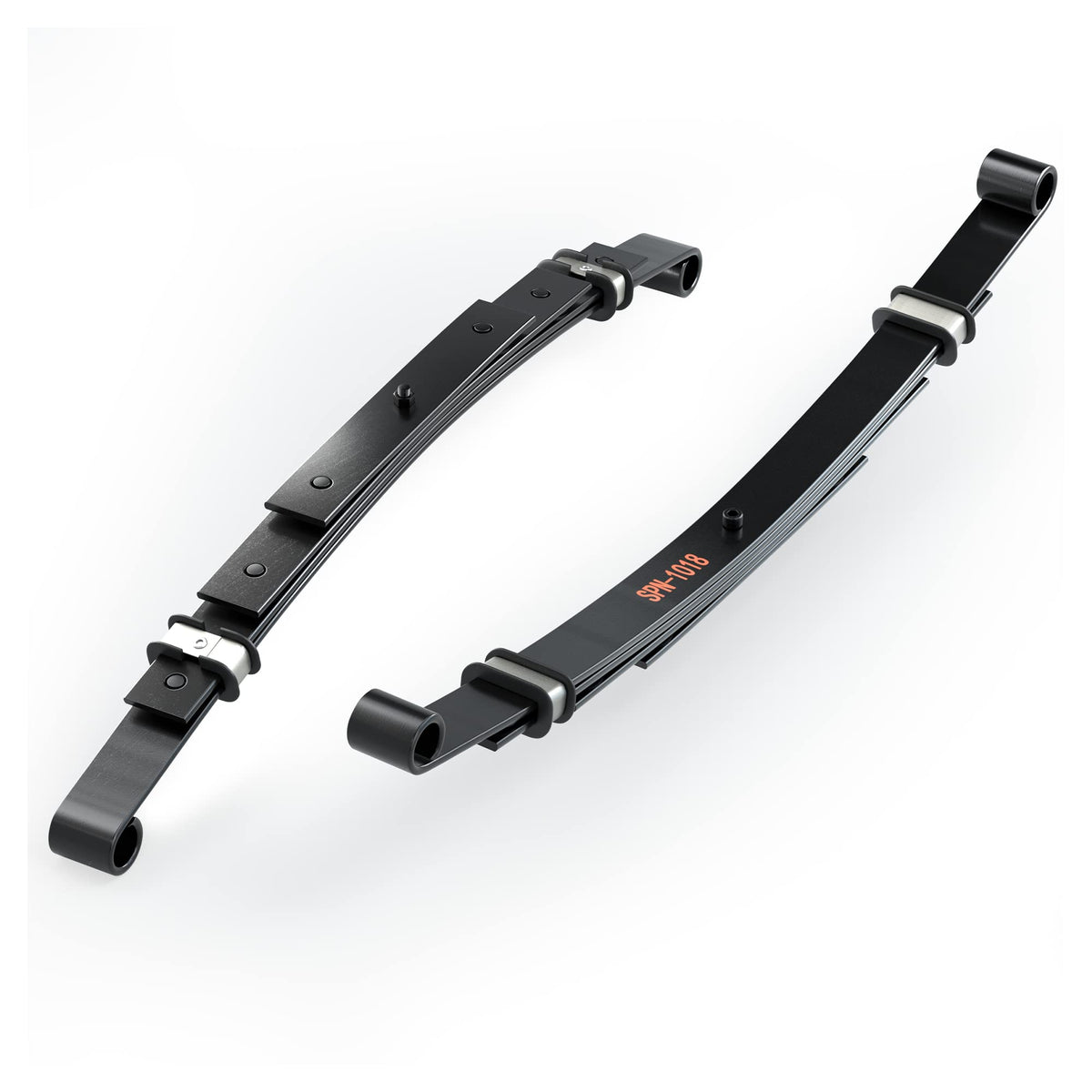 10L0L heavy duty leaf springs – stainless sleeves visible for long-lasting wear.