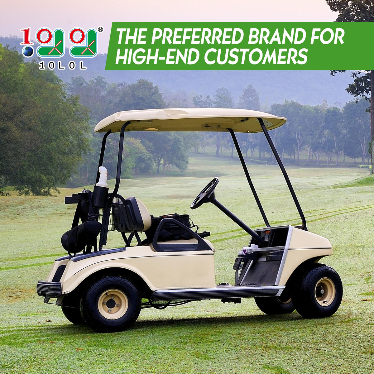 10L0L heavy-duty rear bumper resists impact on Club Car DS rides