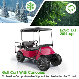 10L0L heavy-duty EZGO roof tops struts protect against sun and weather during travel.