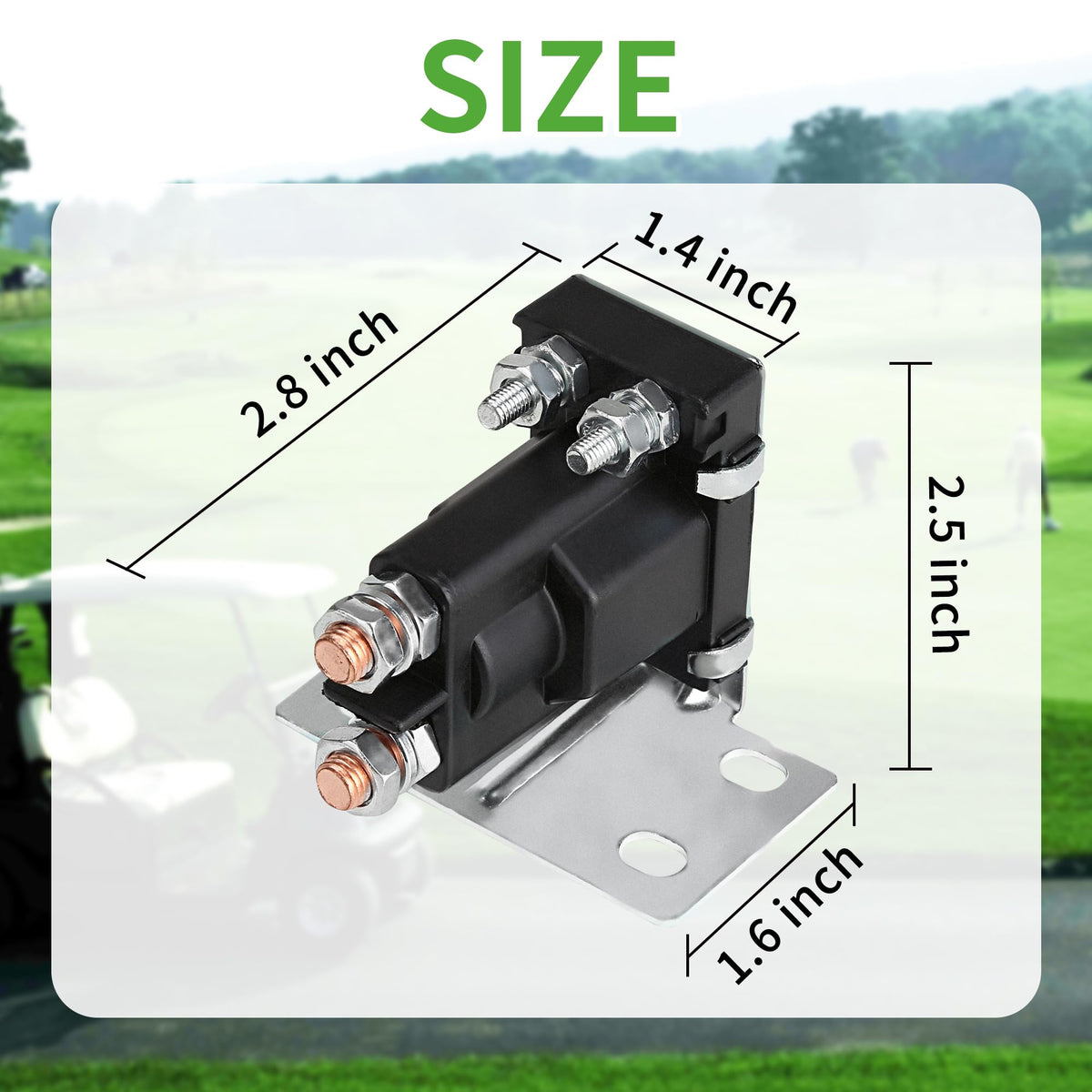 10L0L 200A continuous-duty solenoid supports harsh golf-cart operating conditions.