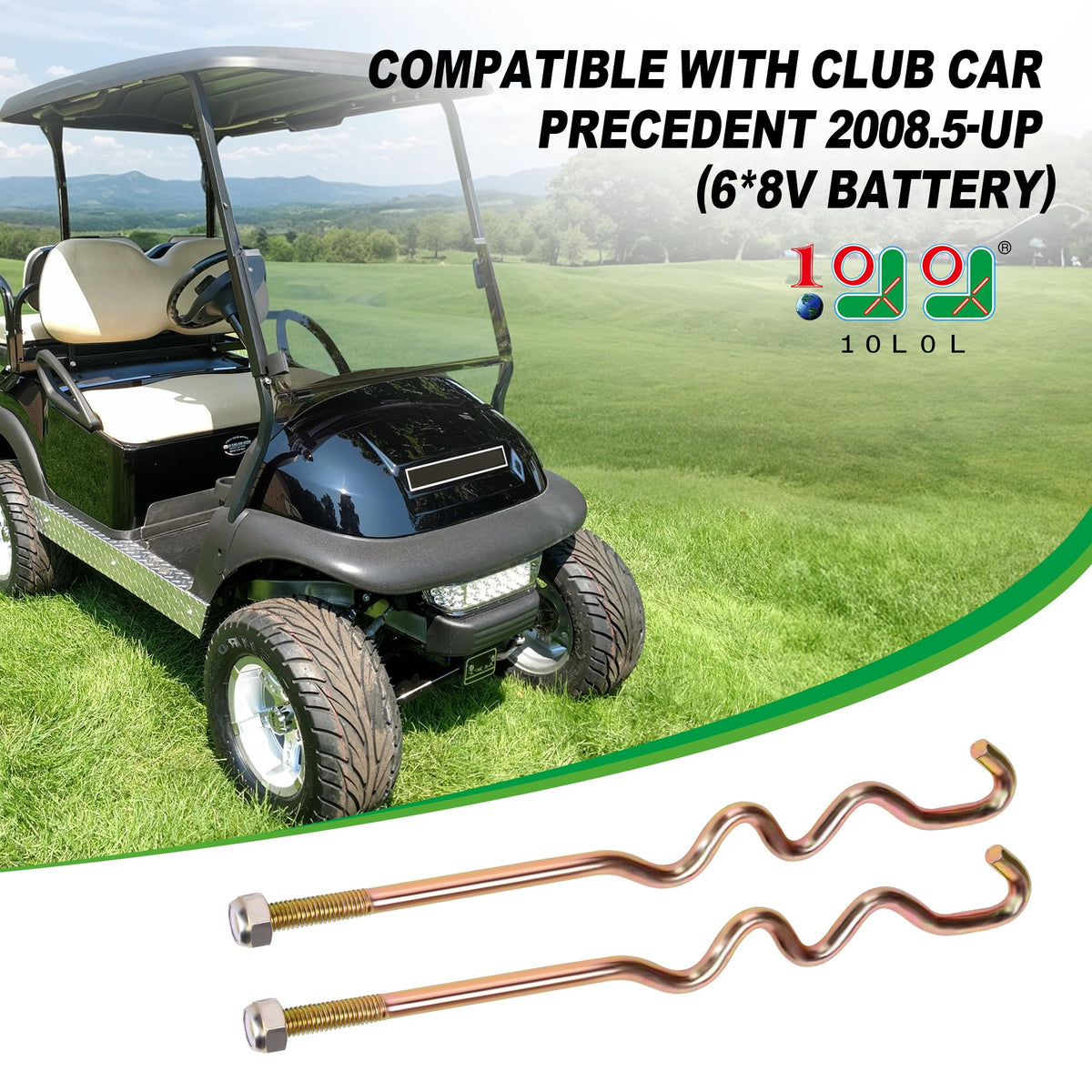 10L0L hold down rod fits 8V and 12V batteries for common carts.