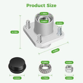 10L0L hub assembly includes bearings and dust caps for quick fit.