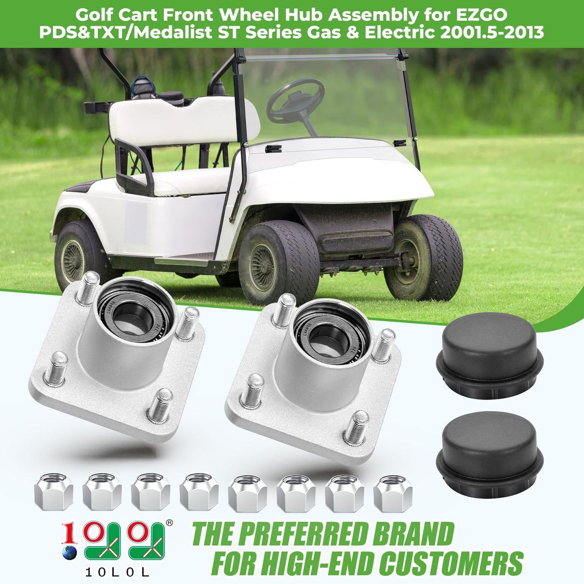 10L0L EZGO hub bearing-seal-dust cap detail for durable fit.