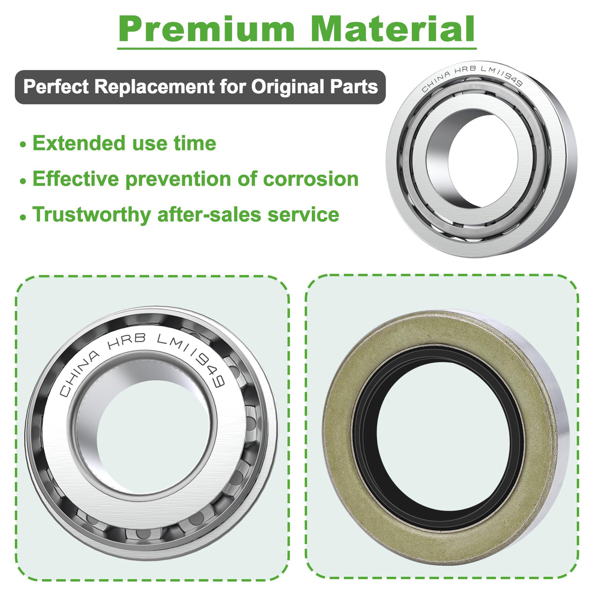 Hub oil seals from the 10L0L kit protecting against moisture and dust