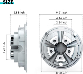 10L0L hubcap 8-inch chrome-silver with quick, tool-free snap installation.