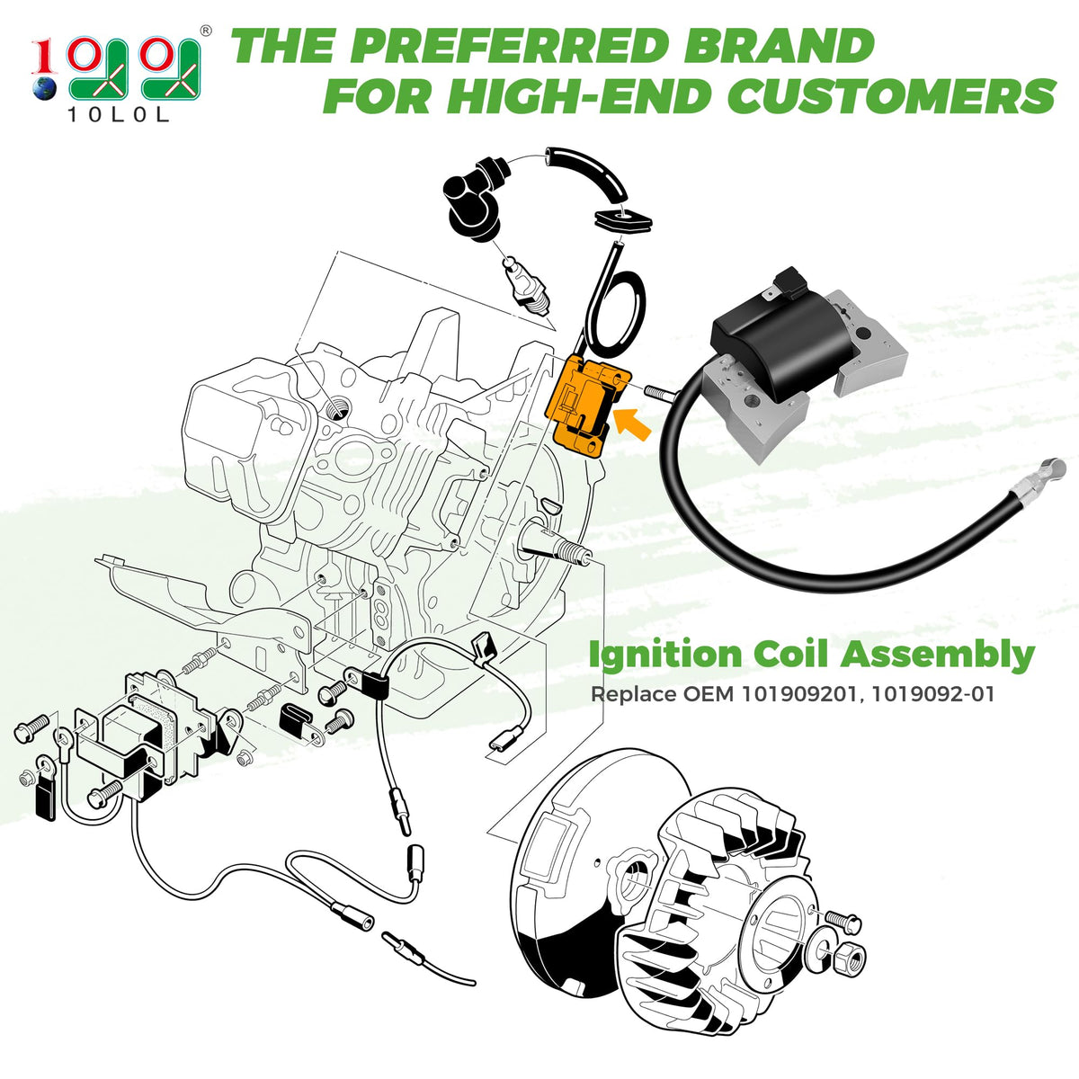 10L0L ignition coil exterior housing shows rugged construction for durability