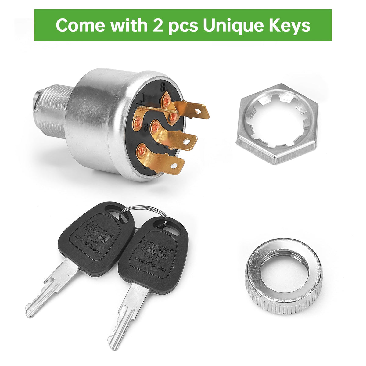 10L0L four-terminal ignition switch ensures secure electrical connection