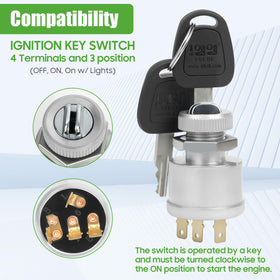 10L0L 4-terminal EZGO ignition switch promotes consistent performance across multiple cart models.