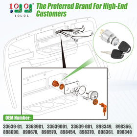 10L0L ignition switch for EZGO TXT/Medalist compatibility ensures smooth ignition and accessory power.