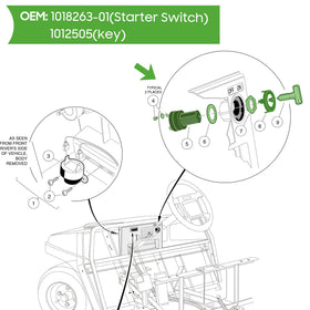 10L0L ignition switch installed on Club Car; ready for testing