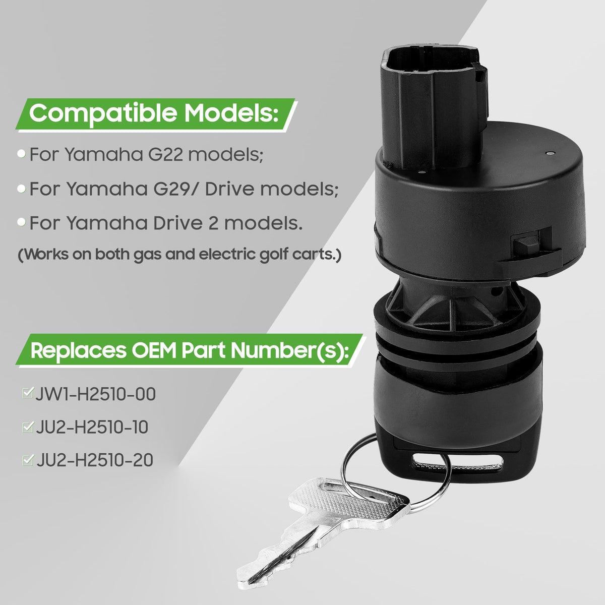 10L0L ignition switch with OEM JW1-H2510-00 JU2-H2510-20 labeling